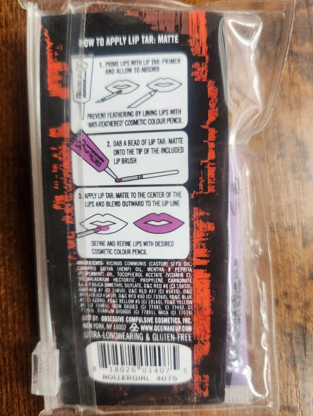 OCC Lip Tar Rollergirl Matte Full Size w/ Brush Discontinued Rare